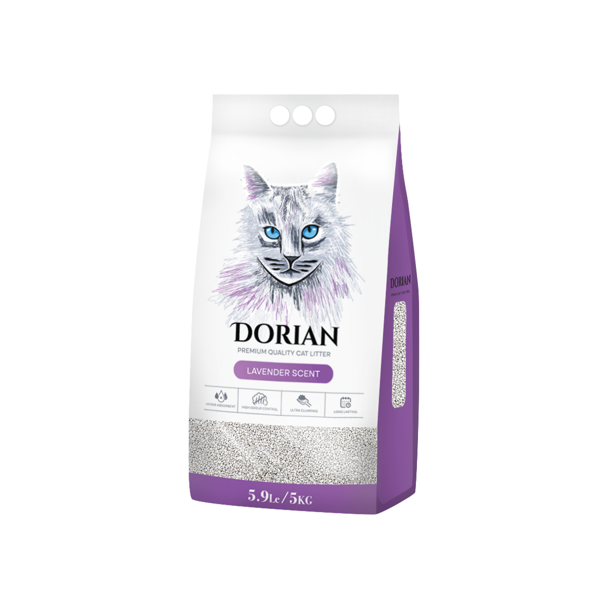 კატის ქვიშა დორიანი ლავანდის სურნელით 5 კგ
