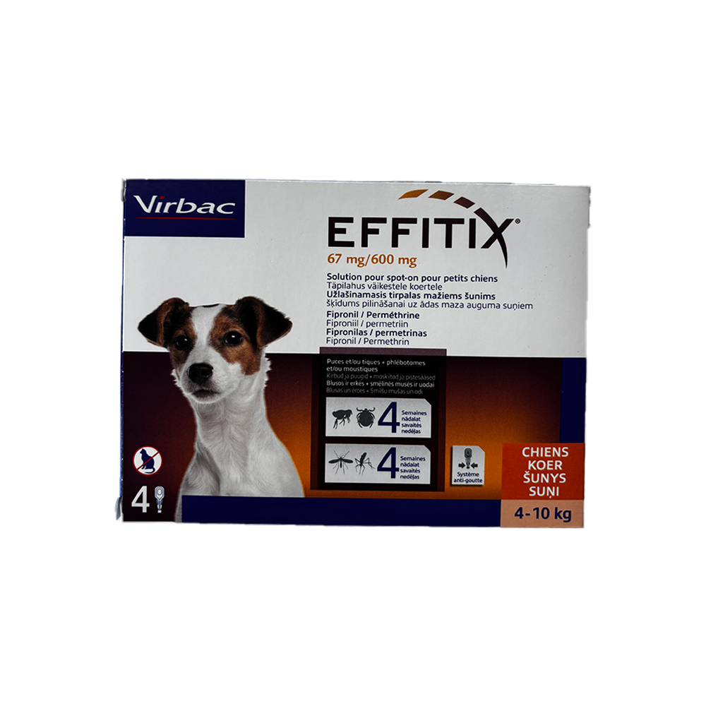 ანტიპარაზიტული წვეთები S ძაღლისთვის Effitix 4-10 კგ (x4)