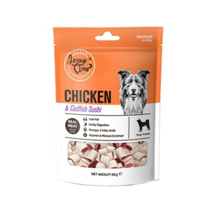 სნექი ძაღლისთვის Jerky Time Chicken & Codfish Sushi 80 გრ
