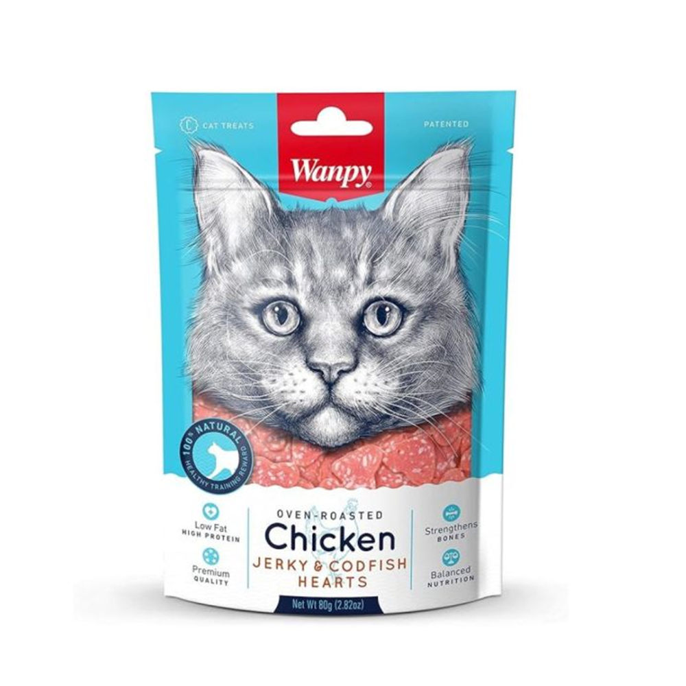 სნექი კატისთვის Wanpy Chicken & Codfish Bites 80 გრ