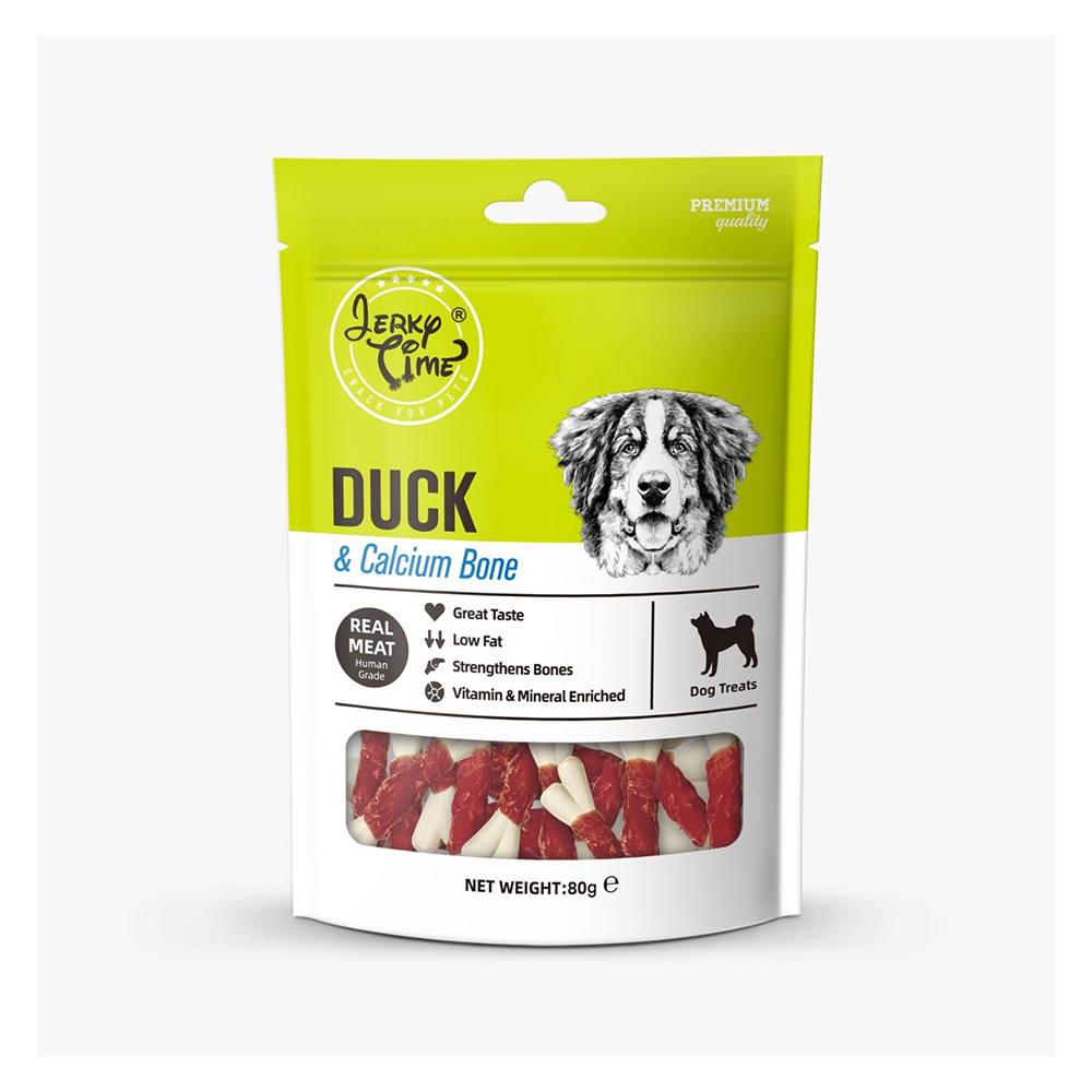 სნექი ძაღლისთვის Jerky Time Duck & Calcium Bone 80 გრ