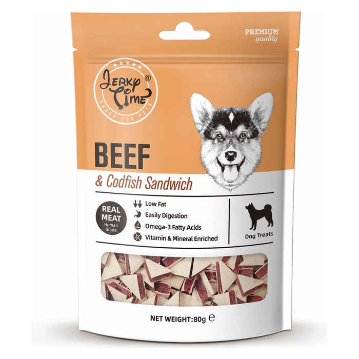 სნექი ძაღლისთვის Jerky Time Beef & Codfish Sandwich 80 გრ