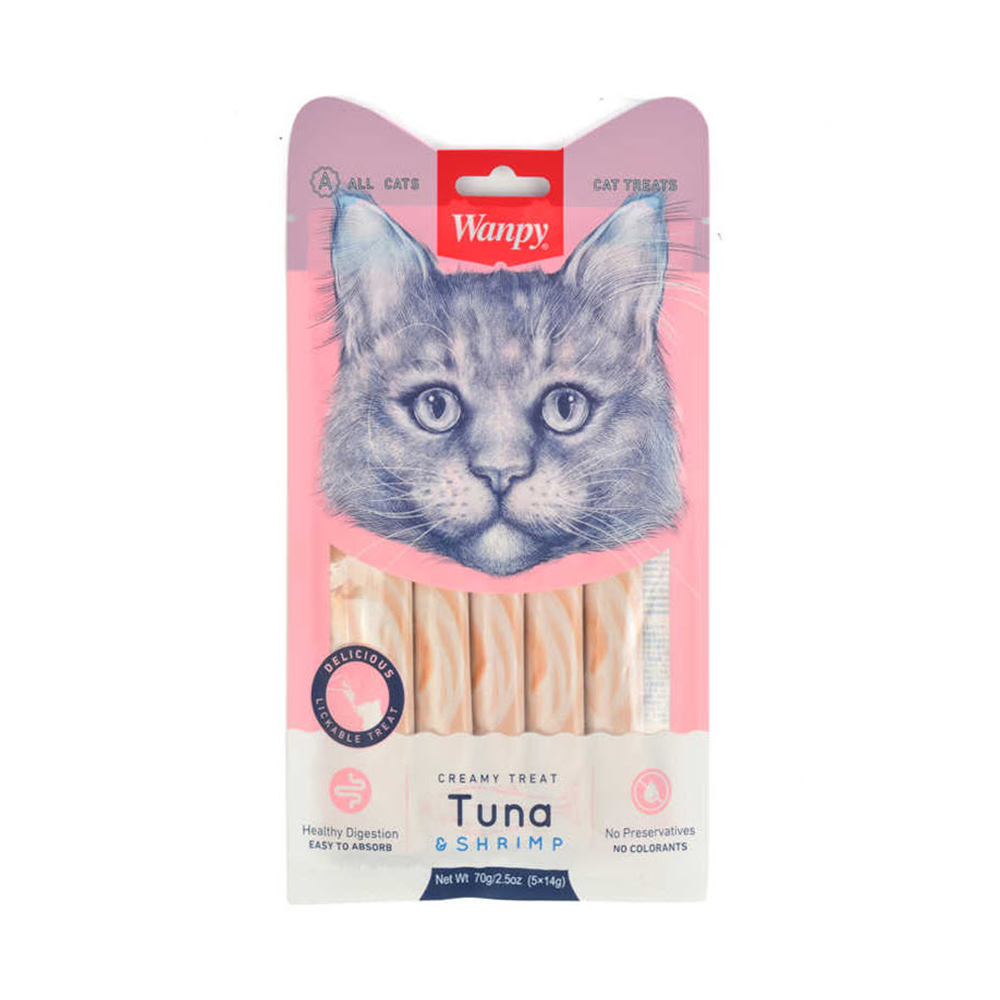 სნექი კატისთვის Wanpy Creamy Lickable Treats Tuna & Shrimp 70 გრ