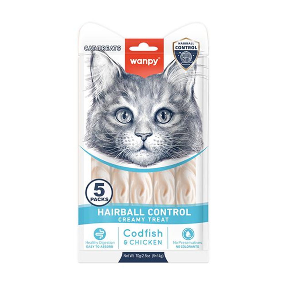 სნექი კატისთვის Wanpy Creamy Hairball Control 70გრ