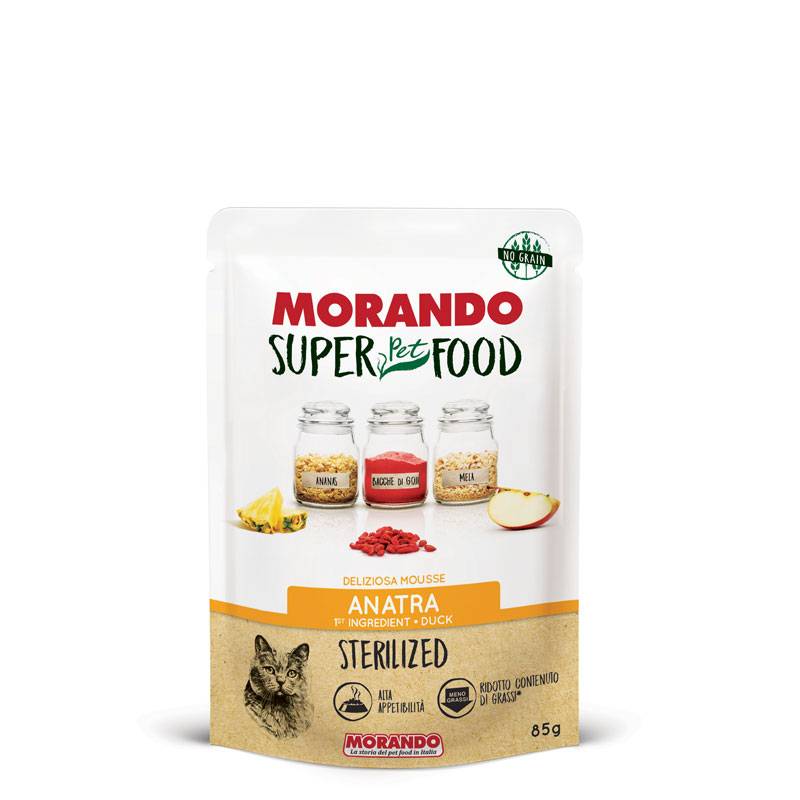 მორანდო SuperPetfood Sterilized პაუჩი კატისთვის იხვის ხორცით 85 გრ