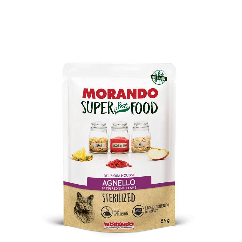 მორანდო SuperPetfood Sterilized პაუჩი კატისთვის ბატკნის ხორცით 85 გრ