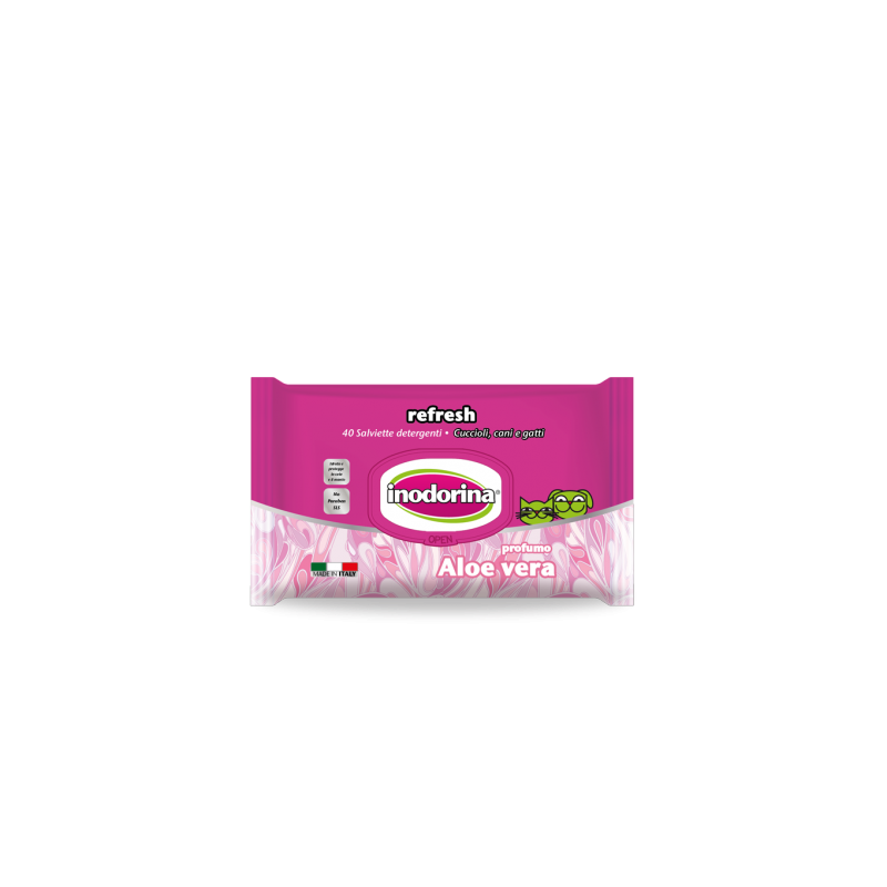 ჰიგიენური საწმენდი ძაღლისთვის და კატისთვის Inodorina Refresh Aloe Vera (40ც)