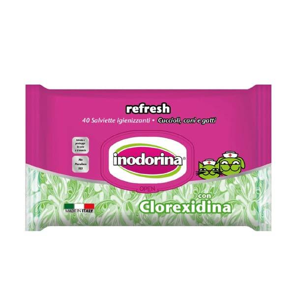 ჰიგიენური საწმენდი ძაღლისთვის და კატისთვის Inodorina Refresh Clorexidine (40ც)