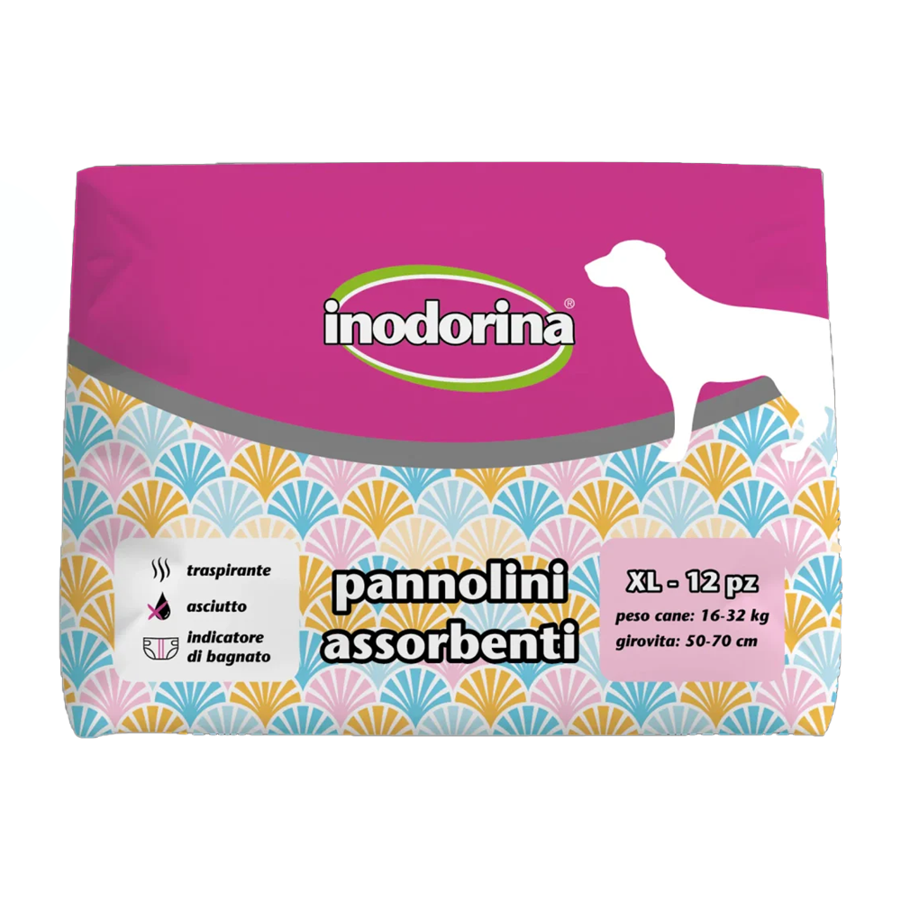ჩასაცმელი საფენები ძუ ძაღლისთვის Inodorina Absorbent Diapers ზომა XL (12ც)