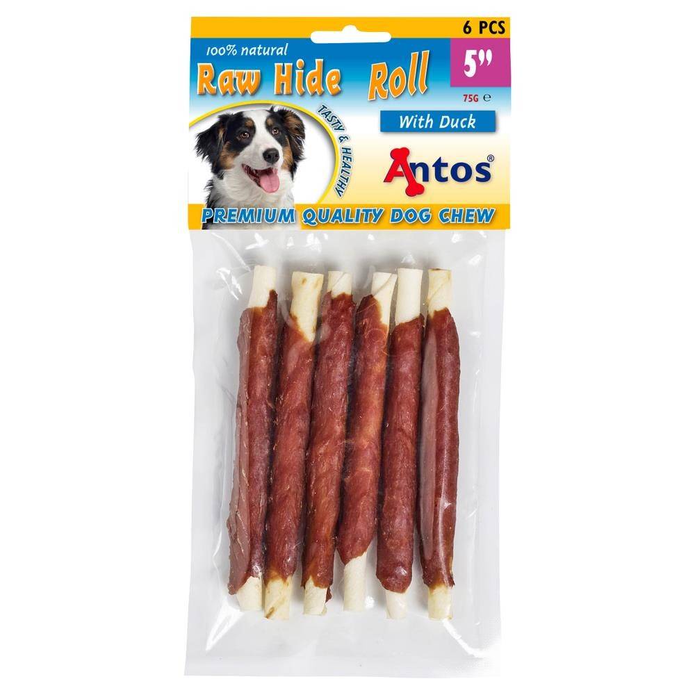 ანტოსი ძაღლის სნექი Raw Hide White Duck Roll 75 გრ