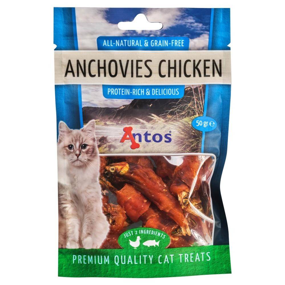 ანტოსი კატის სნექი Anchovies Chicken 50 გრ